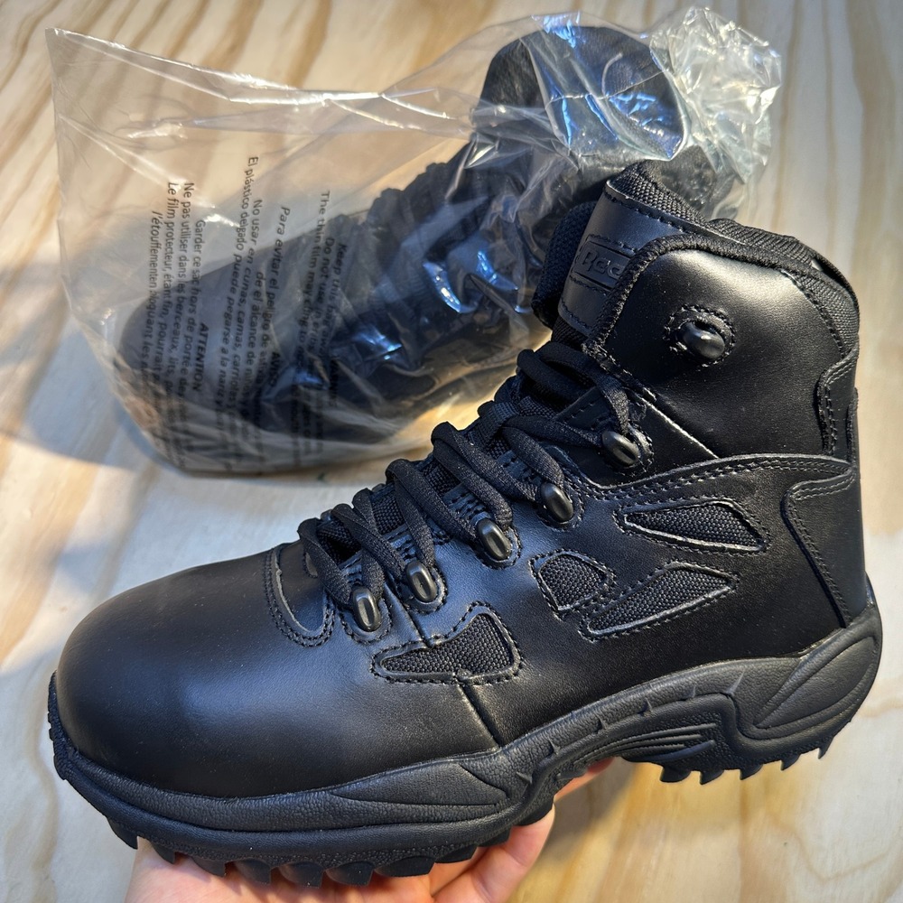 Reebok Men's Rapid Response Black Waterproof Side Zip Tactical Boots Size 7.5W